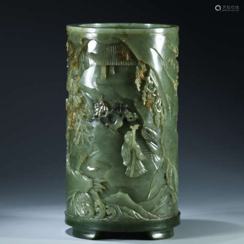 A jade pen container