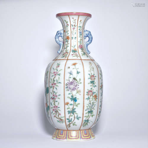A famille-rose 'floral' vase