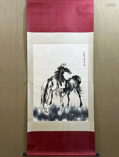 A Xu beihong's horses painting
