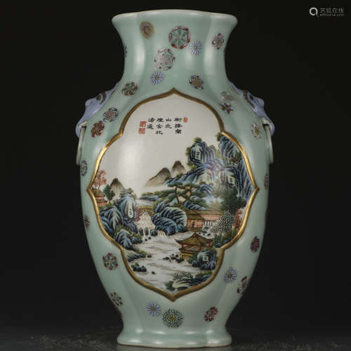 A famille-rose 'landscape' vase