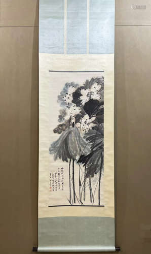 A Zhang daqian's lotus painting