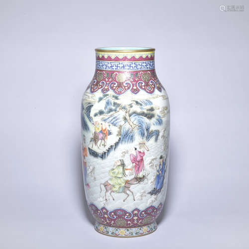 A Wu cai 'figure' vase