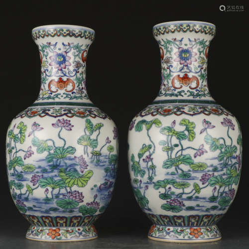 A pair of DouCai 'lotus' vase