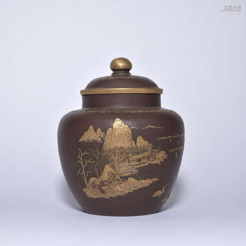 A Zisha 'landscape' teapot