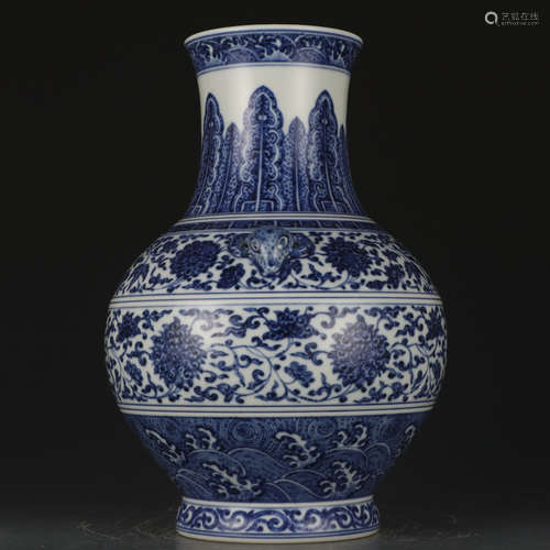 A blue and white 'lotus' vase