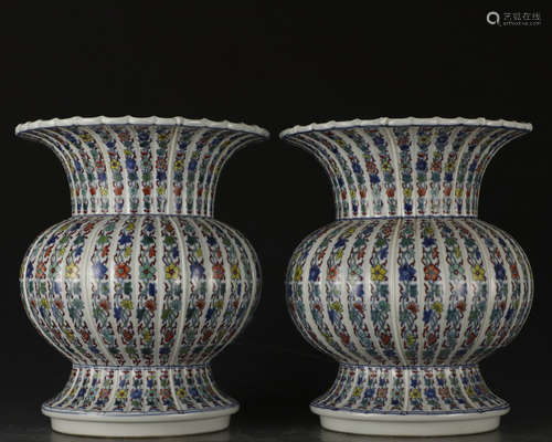 A pair of DouCai 'lotus' vase