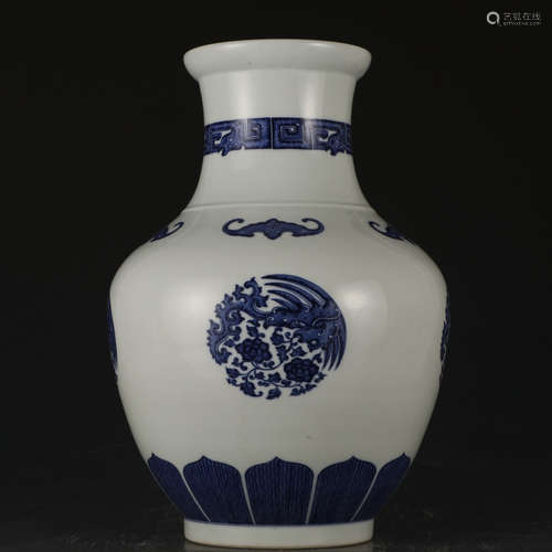 A blue and white 'phoenix' vase