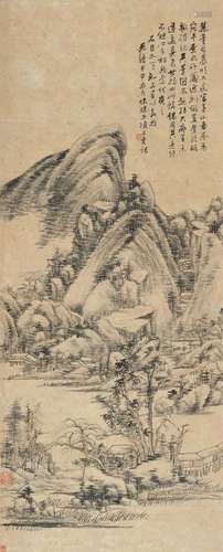 项文彦（款) 甲申（1884年）作 富春山景 立轴 纸本