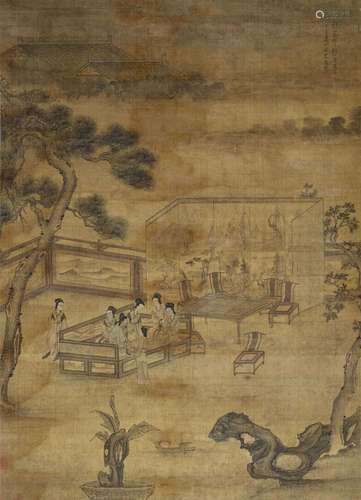 王树谷（款) 癸卯（1723年）作 夜宴图 镜心 绢本