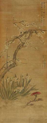 蔡含（款) 甲申（1644年）作 雪月风烟 立轴 绢本