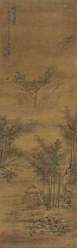 王翚（款) 丙寅（1686年）作 竹溪消夏 立轴 绢本