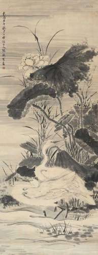 张敔 壬午（1762年）作 荷塘鹭鸶 立轴 纸本