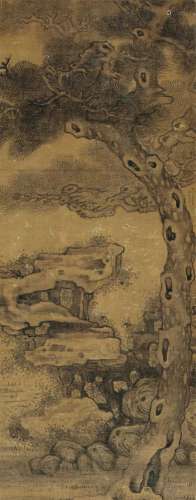 胡净鬘（款) 乙未（1655年）作 松石图 镜心 绢本