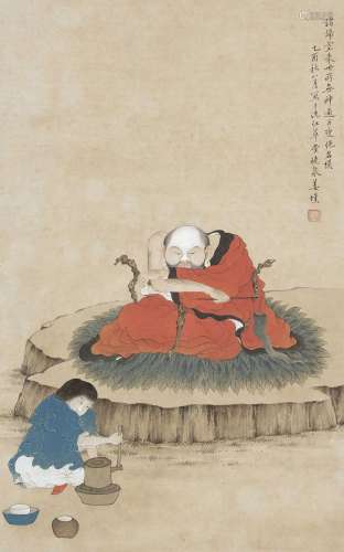 姜埙 乙酉（1825年）作 罗汉 立轴 纸本