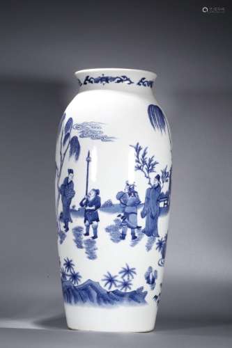 Blue and white character story image leg bottle