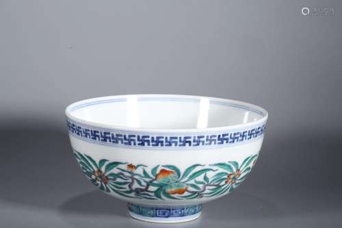 Doucai Longevity Peach Pattern Bowl