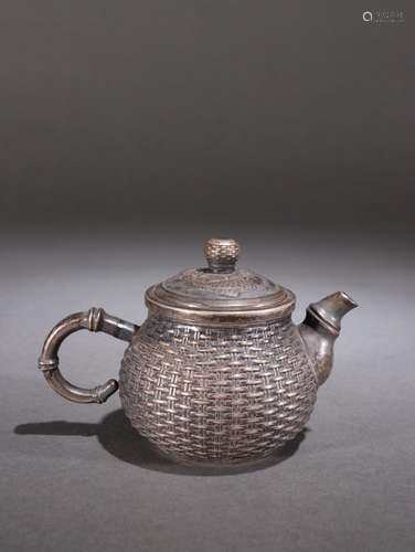 Sterling Silver Woven Slub Teapot