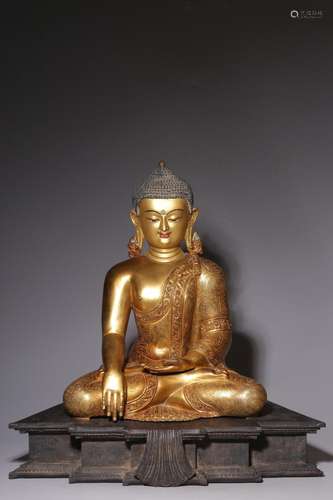 Gilt bronze statue of Shakyamuni