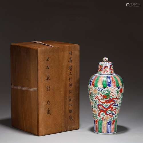 Colorful dragon pattern plum vase with cover