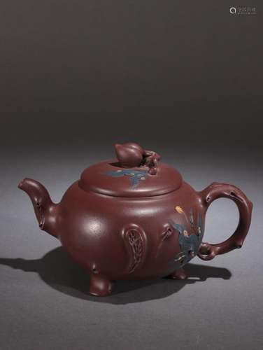 Purple Clay Longevity Peach Knob Teapot