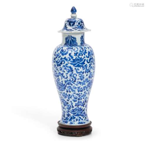 Blue and White Covered Vase