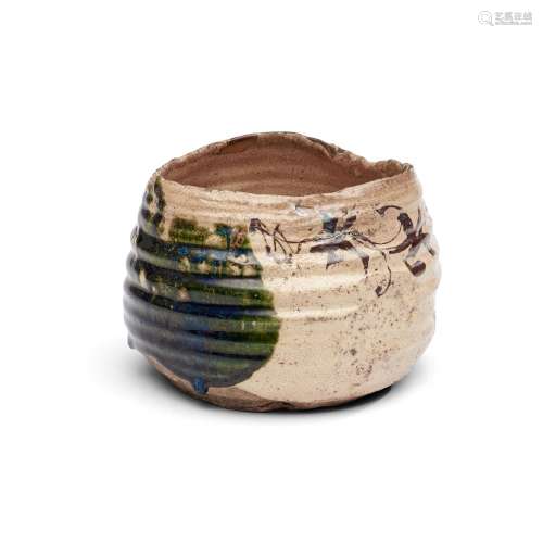 Mino Ware Green Oribe-type Deep Bowl