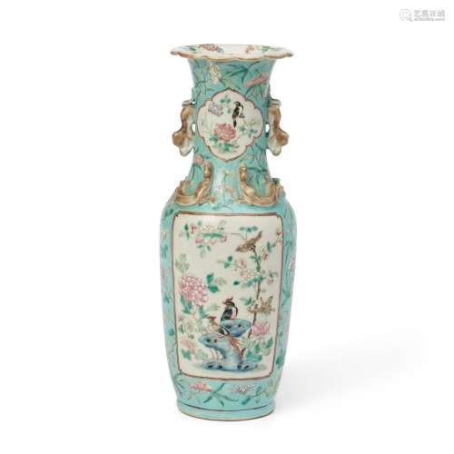 Famille Rose Turquoise-ground Vase