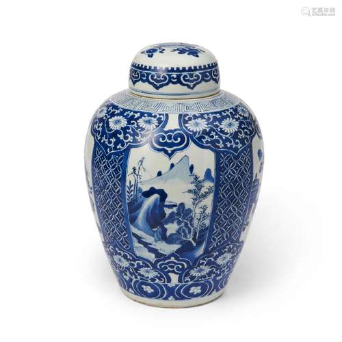 Blue and White Covered Jar