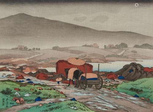Hashiguchi Goyo (1880-1921), Rain at Yabakei