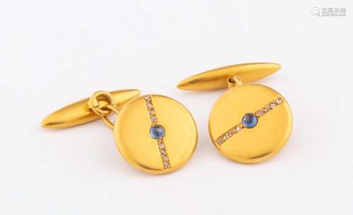 Boutons de manchettes circulaires en or jaune 18k (750 milli