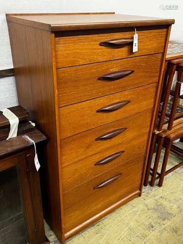 A mid century Austinsuite teak six drawer chest, width 64cm,...