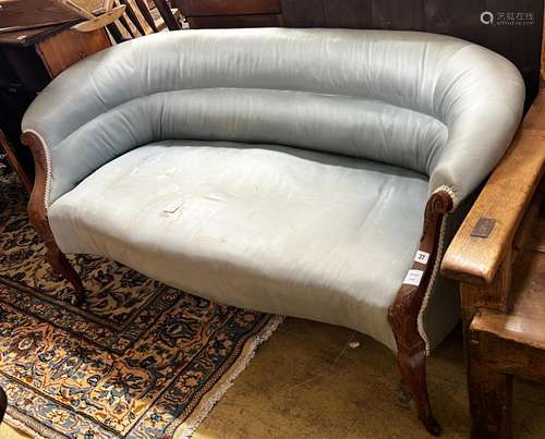 An Edwardian upholstered tub framed settee, length 148cm, de...