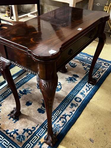 A George II style mahogany folding card table, width 90cm, d...