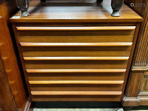 A mid century teak six drawer chest, width 72cm, depth 49cm,...