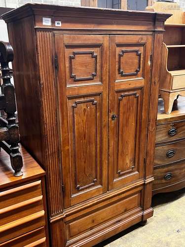 A small 19th century French pine armoire, width 94cm, depth ...