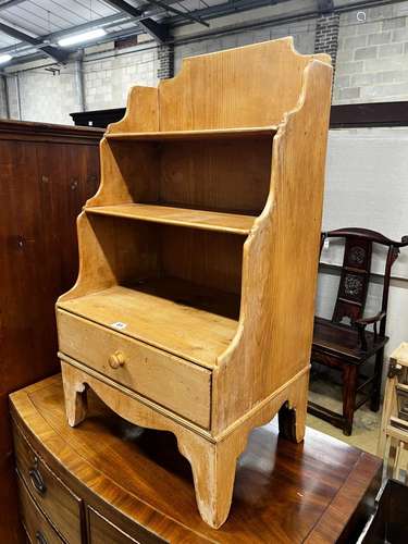 A small 19th centurty pine graduated open bookcase, length 4...