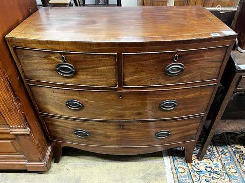 A Regency mahogany four drawer bowfront chest, width 91cm, d...