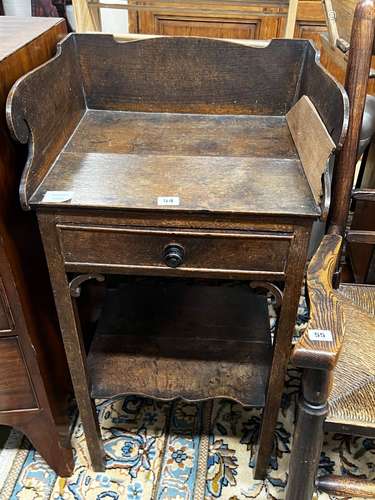 A George III provincial oak two tier washstand, width 47cm, ...