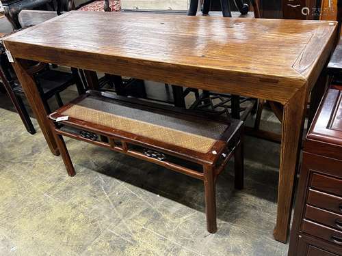 A Chinese elm altar table, width 170cm, depth 58cm, height 8...