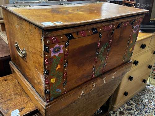 A 19th century later painted elm trunk, length 78cm, width 5...