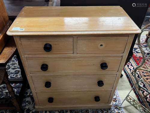 A Victorian small pine chest of five drawers, width 82cm, de...