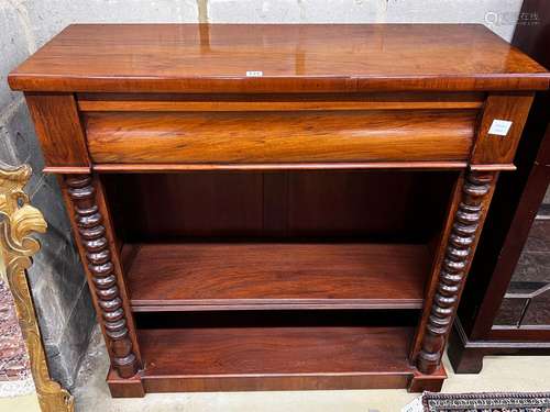 A Victorian and later mahogany open bookcase, length 106cm, ...