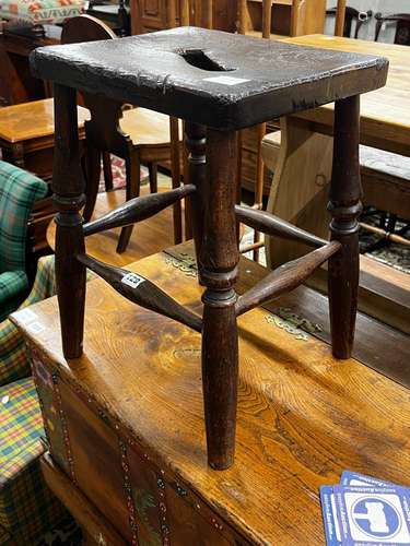 A 19th century Thames Valley provincial elm and ash stool, w...