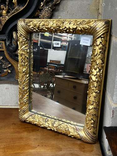 A Victorian rectangular carved giltwood mirror, width 41cm, ...