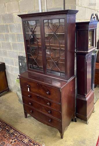 A Regency mahogany secretaire bookcase, width 102cm, depth 5...