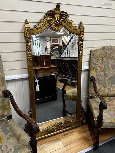 A Victorian carved giltwood and composition pier glass, widt...