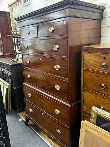 A George III mahogany chest on chest, width 110cm, depth 54c...