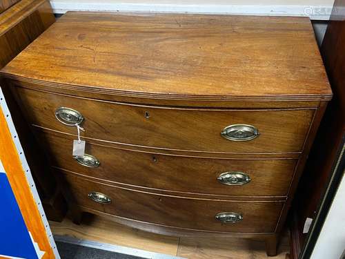 A Regency mahogany bowfront three drawer chest, width 92cm, ...