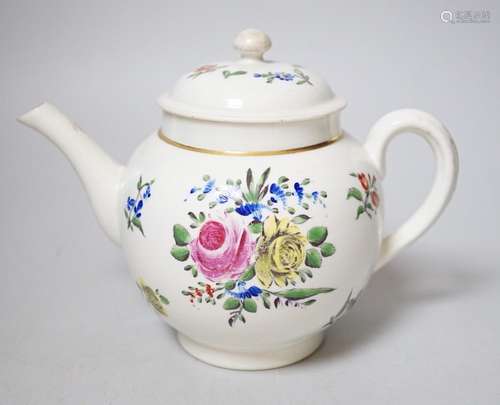 An 18th century Caughley teapot and cover with back to back ...