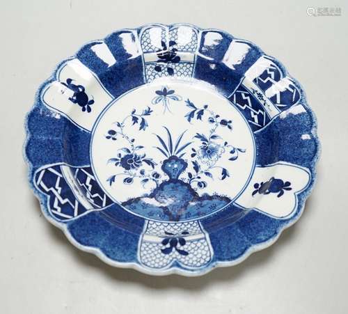 An 18th century Caughley plate painted with Scholars Rock, 2...